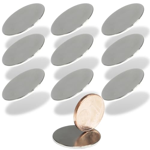 Neodym Magnet N52 Scheibe - Super Flache Magnetscheibe 20mm Durchmesser - 20x1mm Neodym Magnete Runde Scheiben [10 Stück] von Magnet-Kauf