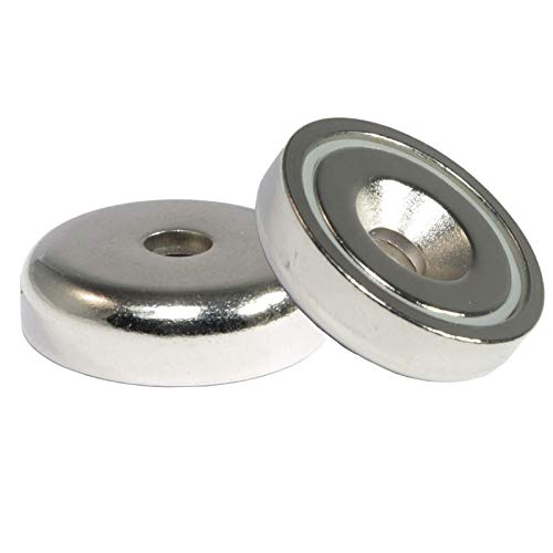 Neodym Magnet mit Bohrung Senkung - Extra Starke Topfmagnete D 20 mm - 12 KG Zugkraft - Flachgreifer Rund mit M4 Senkbohrung [1 Stück] von Magnet-Kauf