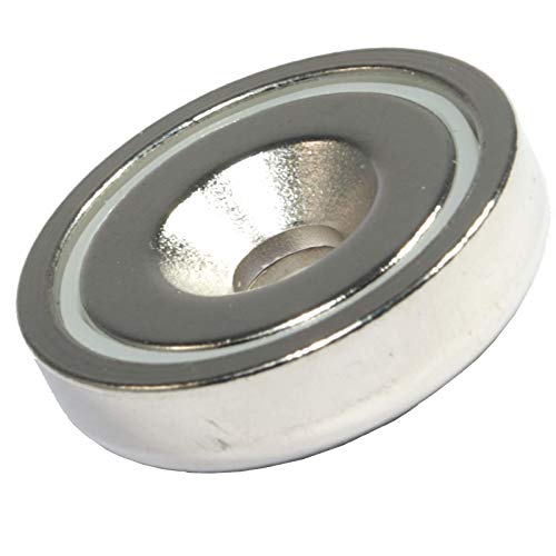 Neodym Magnet mit Bohrung Senkung - Extra Starke Topfmagnete D 25mm - 20 KG Zugkraft - Flachgreifer Rund mit M5 Senkbohrung [1 Stück] von Magnet-Kauf