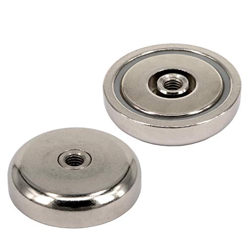 Neodym Magnet mit Gewinde Bohrung - Extra Starke Topfmagnete D 32 mm - 30 KG Zugkraft - Flachgreifer Rund mit M5 Innengewinde [1 Stück] von Magnet-Kauf