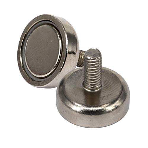 Neodym Magnet mit Gewinde - Extra Starke Topfmagnete D 16 mm - 6 KG Zugkraft - Flachgreifer Rund mit M3 Außengewinde [1 Stück] von Magnet-Kauf