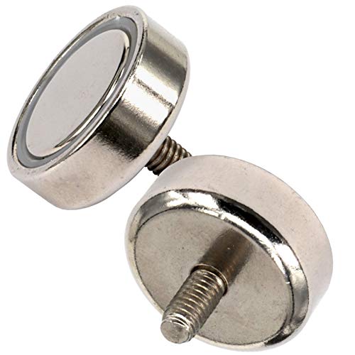 Neodym Magnet mit Gewinde - Extra Starke Topfmagnete D 20 mm - 12 KG Zugkraft - Flachgreifer Rund mit M4 Außengewinde [1 Stück] von Magnet-Kauf