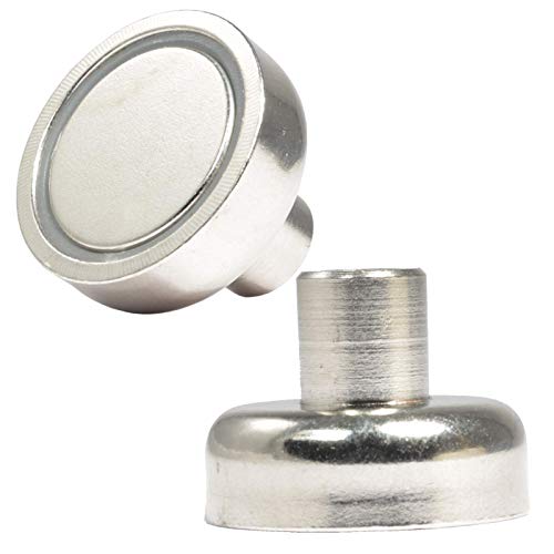 Neodym Magnet mit Gewinde - Extra Starke Topfmagnete D 20 mm - 12 KG Zugkraft - Flachgreifer Rund mit M4 Gewindebuchse[1 Stück] von Magnet-Kauf