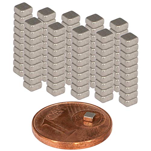Neodym Magnete Extra Stark Quader 2x2x1mm - Magnetquader Flach - Mini Neodym Magnet 1mm - Quadermagnet 2 x 2 x 1mm - N52 Stark Neodym-Magnete (100) von Magnet-Kauf