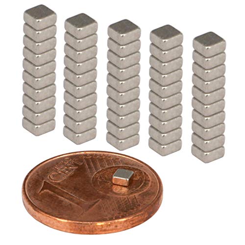 Neodym Magnete Extra Stark Quader 2x2x1mm - Magnetquader Flach - Mini Neodym Magnet 1mm - Quadermagnet 2 x 2 x 1mm - N52 Stark Neodym-Magnete (20) von Magnet-Kauf