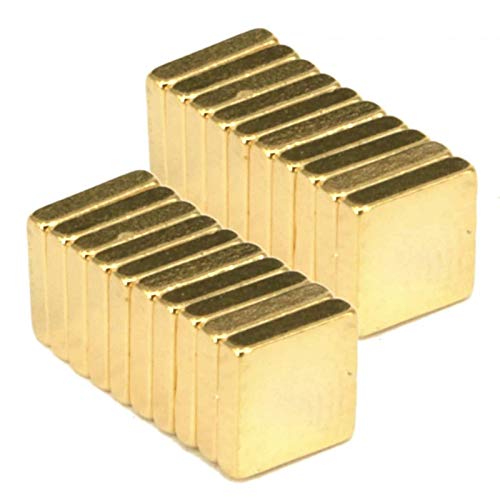 Neodym Magnete Extra Stark Quader 5x5x1,2mm - Stabmagnet Magnetquader Gold - Mini Neodym Magnet 5mm - Quadermagnet 5 x 5 x 1,2mm - Stark Neodym-Magnete von Magnet-Kauf