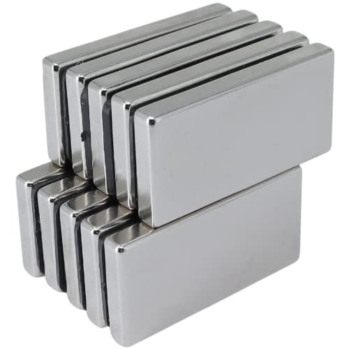 Neodym Magnete N52 Extra Stark Quader 40x20x5mm - 13 Kg Powermagnet - Neodym Magnet 40mm - Quadermagnet 40 x 20 x 5 mm - Super Stark Neodym-Magnete (10 Stück) von Magnet-Kauf