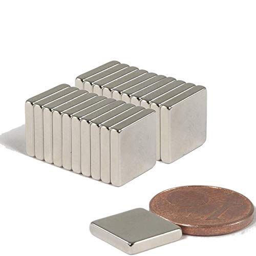 Quadermagnet Neodym Magnet 10mm Quader - 10x10x2mm - Magnete 1,5Kg Haftkraft Stark - Quadratische Bastel Pinnwand Whiteboard Magnettafel Modellbau Magnete [20 Stück] von Magnet-Kauf