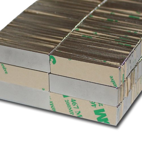 10 NEODYM Magnete selbstklebend NdFeB 40x12x1 mm - 2,7 kg von Magnethandel