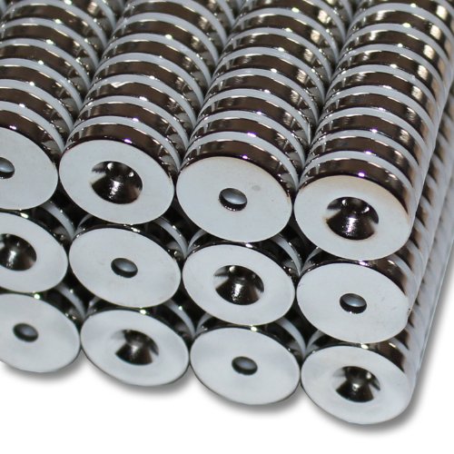 Magnethandel I 10 Stück Neodym Ringmagnete Ø 15 x Ø 3,5 x 3 mm Süd mit Bohrung und Senkung Starke Scheibenmagnete mit Bohrung Supermagnete Haftkraft 3,5kg Ringmagnete zum Verschrauben von Magnethandel