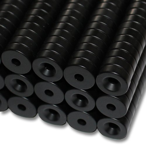 Magnethandel I 10 Stück Neodym Ringmagnete Ø 12 x Ø 3,5 x 4 mm Nord mit Bohrung und Senkung Schwarz Epoxy Starke Scheibenmagnete mit Bohrung Supermagnete Haftkraft 1,6kg Ringmagnete zum Verschrauben von Magnethandel