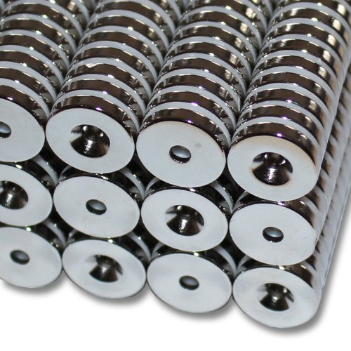 10 NEODYM Ring Magnete D15x3 mm 3,5 mm Bohrung Senkung Nord N45 3,5 KG Scheiben Anschrauben Nickel von Magnethandel