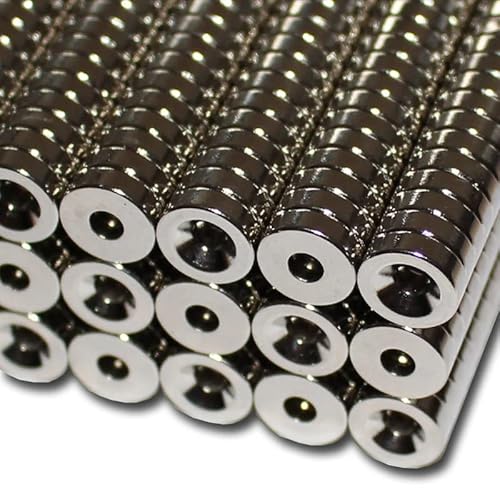 Magnethandel I 2 Stück Neodym Ringmagnete Ø 10 x Ø 3,5 x 3 mm Süd mit Bohrung und Senkung Starke Scheibenmagnete mit Bohrung Supermagnete Haftkraft 700g Ringmagnete zum Verschrauben von Magnethandel