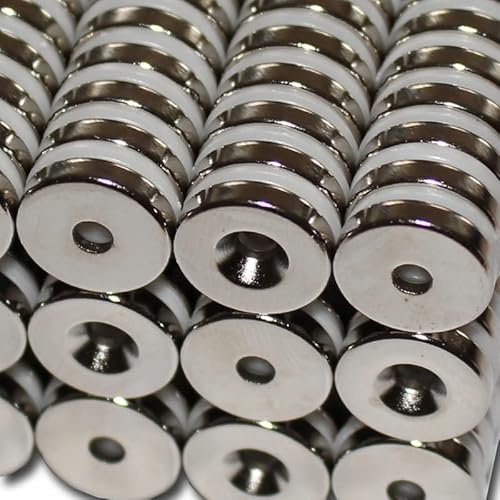 20 NEODYM Ring Magnete D14x3 mm 3,5 mm Bohrung Senkung Nord N40 3 KG Scheiben Anschrauben Nickel von Magnethandel