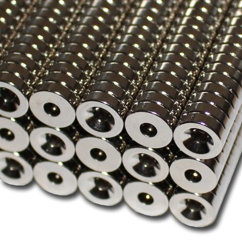 Magnethandel I 5 Stück Neodym Ringmagnete Ø 10 x Ø 3,5 x 3 mm Nord mit Bohrung und Senkung Starke Scheibenmagnete mit Bohrung Supermagnete Haftkraft 700g Ringmagnete zum Verschrauben von Magnethandel