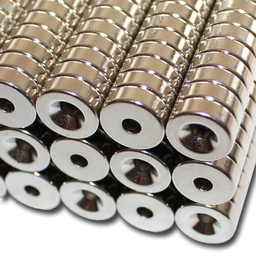 Magnethandel I 5 Stück Neodym Ringmagnete Ø 12 x Ø 3,5 x 4 mm Nord mit Bohrung und Senkung Starke Scheibenmagnete mit Bohrung Supermagnete Haftkraft 1,6kg Ringmagnete zum Verschrauben von Magnethandel