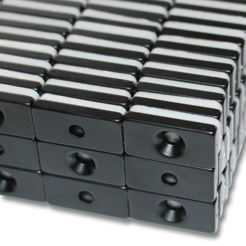 50 NEODYM QUADER MAGNETE 20x10x3 mm 3,5 mm BOHRUNG SENKUNG NORD SCHWARZ EPOXY N40 3 KG VERSCHRAUBEN HAUSHALT von Magnethandel
