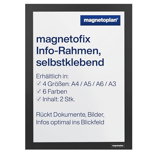 magnetoplan magnetofix Info-Rahmen 2 Stück, Schwarz | Format: A4 | Selbstklebender Magnet Bilderrahmen für Aushänge, Bilder und Dokumente magnetoplan magnetofix Info-Rahmen 2 Stück, Schwarz | Format: A4 | Selbstklebender Magnet Bilderrahmen für Aushänge, Bilder und Dokumente von Magnetoplan Holtz