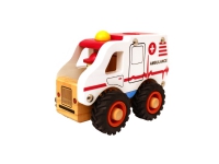 Ambulance i træ m. gummihjul/ Krankenwagen aus Holz mit Gummirädern von Magni