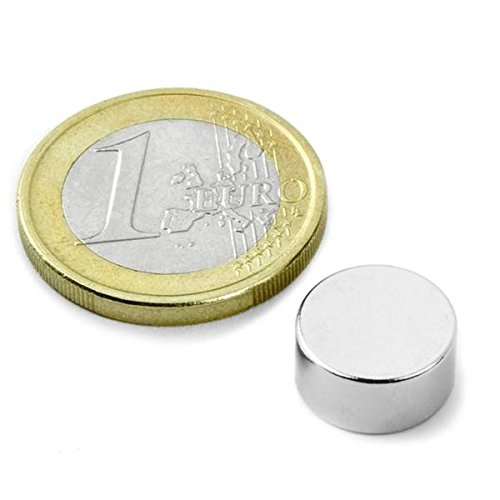 10 x Scheibenmagnet Rundmagnet Ø12x6mm - Neodym N45 (NdFeB) - hält 4,5 kg - Magnetscheiben - starke Supermagnete mit extremer Haftkraft für Kühlschrank Magnet Glasboard Magnettafel Pinnwand Whiteboard von Magnosphere