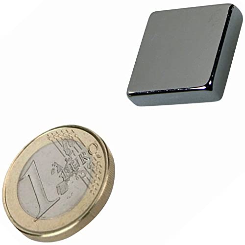 5 x Quadermagnet Magnetquader 20 x 20 x 5mm Neodym N45 (NdFeB) Nickel - hält 6 kg - 5 Stück - starke Block-Magnete mit extremer Haftkraft für Kühlschrank Magnet Glasboard Magnettafel Pinnwand Whiteboard von Magnosphere