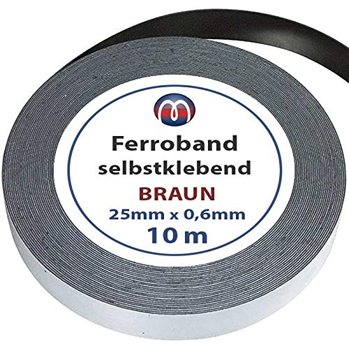 Ferroband Eisenband selbstklebend braun - 0,6mm x 25mm x 10m - mit Premium-Kleber, flexibles Haftband für Magnete von Magnosphere