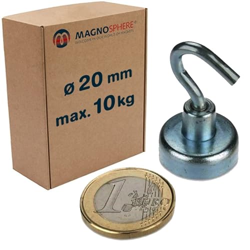 Magnethaken Extra Stark 10 kg Starke Neodym Magnet mit Haken Hakenmagnete Magnetische Haken Ø 20 mm für Küche Camping Grill Dekor Büro Lager Werkstatt Montage Kreuzfahrt - 10 Stück Magnethaken Extra Stark 10 kg Starke Neodym Magnet mit Haken Hakenmagnete Magnetische Haken Ø 20 mm für Küche Camping Grill Dekor Büro Lager Werkstatt Montage Kreuzfahrt - 10 Stück von Magnosphere