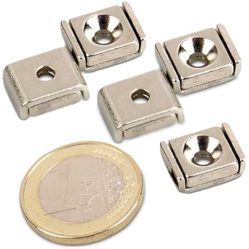 Magnetleiste starker Magnethalter 10 x 13,5 x 5mm, 5 Stück, Neodym Magnet extra stark mit Senkbohrung, starker Halt, für Büro, Haushalt oder Werkstatt von Magnosphere