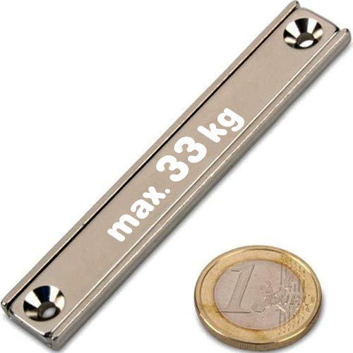 Magnetleiste starker Magnethalter 80 x 13,5 x 5mm, 2 Stück, Neodym Magnet extra stark mit Senkbohrung, starker Halt, für Büro, Haushalt oder Werkstatt von Magnosphere