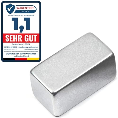 Quadermagnet Neodym Magnet-Quader Extra Stark - Haftkraft bis 800kg - Starke Blockmagnete - Rechteckige NdFeB Magnete, Stückzahl/Größe: 5 Stück - 20x10x10mm | 7.5kg Haftkraft von Magnosphere