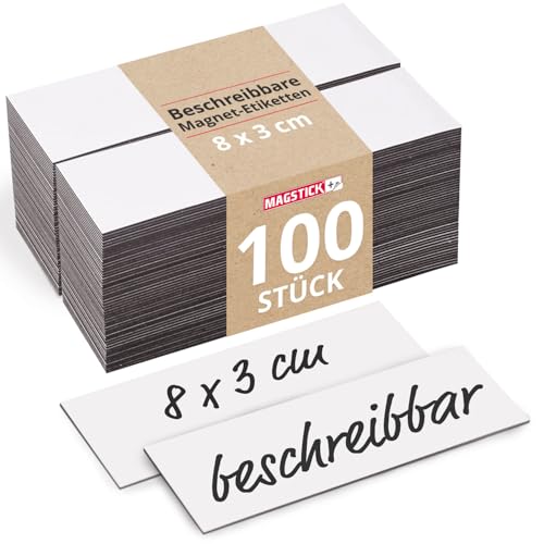 100 beschreibbare Magnet-Etiketten I 8 x 3 cm I weiß I magnetische Beschriftungsfolie beschreibbar Magnet-Streifen zum Beschriften I mag209 100 beschreibbare Magnet-Etiketten I 8 x 3 cm I weiß I magnetische Beschriftungsfolie beschreibbar Magnet-Streifen zum Beschriften I mag209 von Magstick