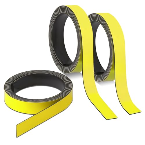 3x Magnet-Streifen Gelb I ca. 1 cm x 1 m Magnetband zum markieren einteilen auf Whiteboards Lager-Regale Kalender I Magnet-Etiketten I mag239 von Magstick