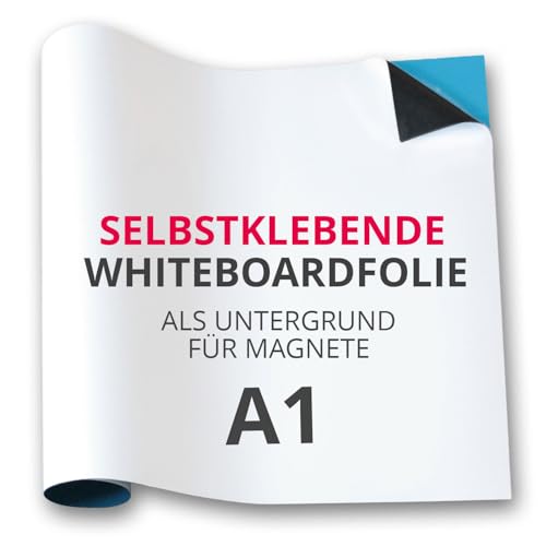 DIN A1 Magstick® Whiteboard-Folie selbstklebend I flexibler Haftgrund für Magnete I XL Ferrofolie in weiß, beschreibbar, nass abwischbar I mag_085 von Magstick