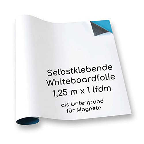 Magstick® Whiteboard-Folie selbstklebend 1,25 m x 1 lfdm (Rolle) I flexibler Haftgrund für Magnete I XXL Ferrofolie in weiß, beschreibbar, nass abwischbar I mag_177 von Magstick