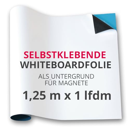 Magstick Ferrofolie Whiteboard-Folie selbstklebend I 1,25 m x 1 lfdm (Rolle) I flexibel beschreibbar abwischbar I Haftgrund für Magnete I XXL in weiß I mag177 von Magstick
