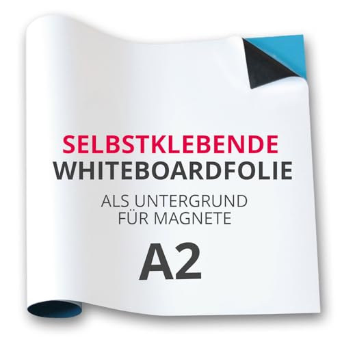 Magstick® Whiteboard-Folie selbstklebend I DIN A2 I flexibler Haftgrund für Magnete I Ferrofolie in weiß, beschreibbar, nass abwischbar I mag_176 von Magstick