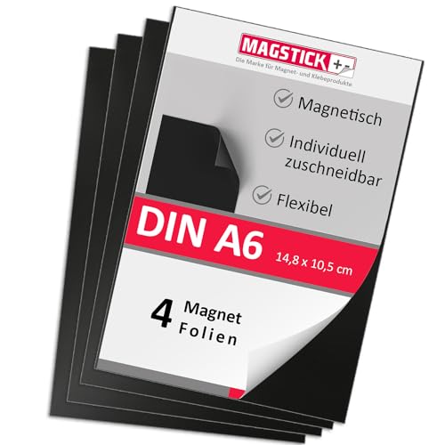 Magstick 4er Set Magnete für Postkarten DIN A6 Magnetfolie I mag_064 von Magstick