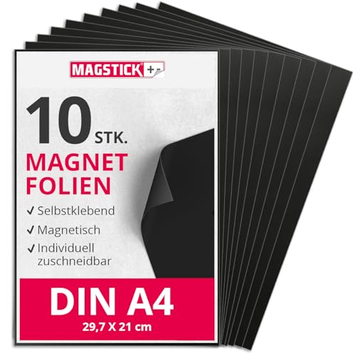 Magstick Magnetfolie 10 Stück I DIN A4 I Magnetklebefolie I flexibel selbstklebend zuschneidbar magnetisch beklebbar I zum Basteln ordnen I Stanzen Aufbewahrung Magnetbogen Fotomagnet I mag285 Magstick Magnetfolie 10 Stück I DIN A4 I Magnetklebefolie I flexibel selbstklebend zuschneidbar magnetisch beklebbar I zum Basteln ordnen I Stanzen Aufbewahrung Magnetbogen Fotomagnet I mag285 von Magstick