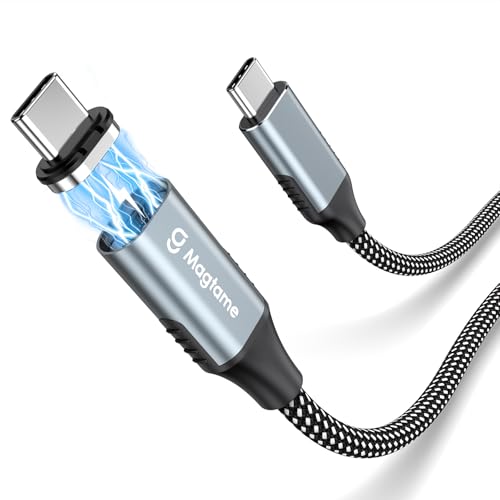 Magtame 100W magnetisches USB C auf USB C Kabel 1.5M, magnetisches Ladekabel Schnellladen, Datenübertragung Typ C Kabel geflochten Kompatibel mit Phone 15 Plus/Pro/Max, Switch und mehr von Magtame
