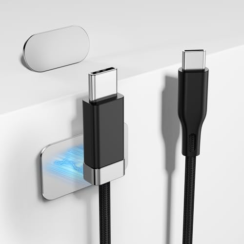 Magtame 5FT/1.5M USB C zu USB C Kabel mit magnetischem Kabelhalter, Staykable 60W Schnellladen und Daten Sync Typ C Ladegerät Kabel, Braid und Easy Snap on für i-Phone 16 Pro Max 15 Plus S24/23 Magtame 5FT/1.5M USB C zu USB C Kabel mit magnetischem Kabelhalter, Staykable 60W Schnellladen und Daten Sync Typ C Ladegerät Kabel, Braid und Easy Snap on für i-Phone 16 Pro Max 15 Plus S24/23 von Magtame