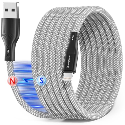 Magtame Magnetic Coiled Lightning Kabel, 1.5M MFi zertifiziertes Phone Kabel Schnellladen, einziehbares Datenübertragungskabel geflochten Kompatibel mit Phone 14 13 12 11 Pro Max XR XS von Magtame