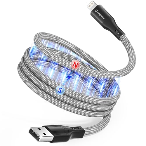 Magtame Magnetic Coiled Lightning Kabel, 1M MFi zertifizierte Phone Schnellladung, Tangle Free Datenübertragungskabel geflochten Kompatibel mit Phone 14 13 12 11 Pro XR XS X 8 Plus SE von Magtame
