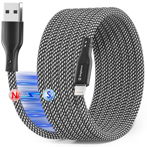 Magtame Magnetic Coiled Phone Lightning Kabel, 1.5M MFi zertifiziertes Kabel Schnellladen, Tangle Free Datenübertragungskabel geflochten Kompatibel mit Phone 14 13 12 11 Pro Max XR XS X 8 Plus von Magtame