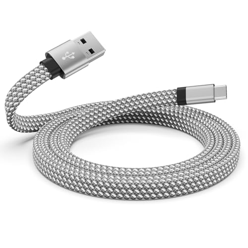 Magtame Magnetic USB C Kabel, 1.5M Coiled USB A zu USB C Kabel, USB C Ladekabel, flacher Typ schnelles Ladekabel kompatibel mit Samsung für USB C Gerät für Pad, Silber von Magtame