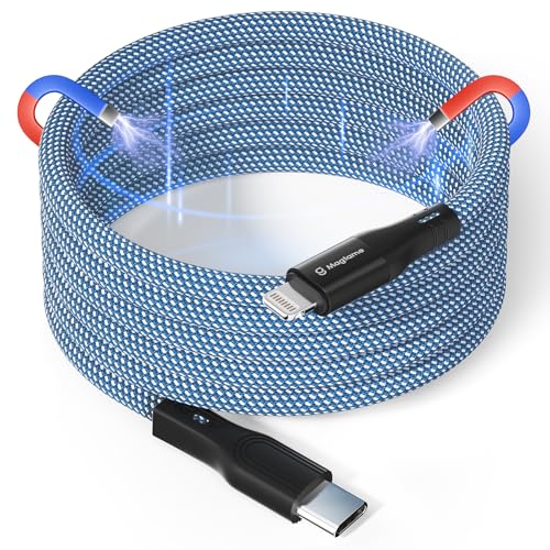 Magtame Magnetic USB C to Lightning Kabel Coiled, 1.5M MFi Certified Type C to Lightning Kabel für Phone, Geflochtenes Phone Schnellladekabel für Phone 14 13 12 11 Pro Max XR XS X 8 von Magtame