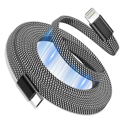 Magtame Magnetic USB C to Lightning Kabel für Phone 1M, Coiled Ladegerät Kabel Schnellladung MFi zertifiziert, flaches einziehbares Kabel geflochten Kompatibel mit Phone 14 13 12 11 Pro Max XR XS X von Magtame