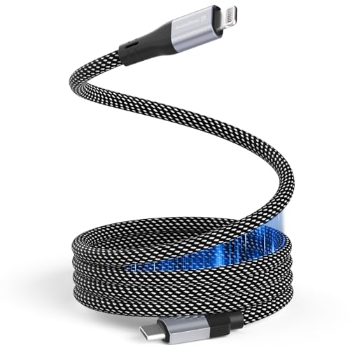 Magtame Magnetisches USB C zu Lightning Kabel Coiled, 1,5 M / 5 Fuß MFi zertifiziertes Typ C zu Lightning Kabel, i-Phone Schnellladekabel für i-Phone 14 13 12 11 Pro Max XR XS X 8 Plus SE von Magtame