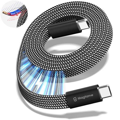 Magtame USB C Kabel, 240W magnetisches USB C auf USB C Kabel 5ft/1.5M, 5A Nylon Geflochtene Schnellladeart C Kabel für Samsung S22 USB C Gerät von Magtame