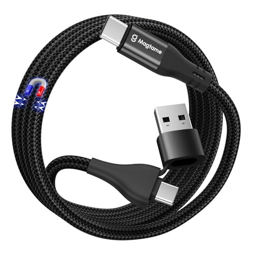 Magtame USB C Kabel, Magnetische USB A/C zu USB C Kabel 1M, Geflochtene Nylon USB C Kabel, Typ C Schnellladekabel Kompatibel für Smartphone, Samsung Galaxy und andere USB C Gerät von Magtame