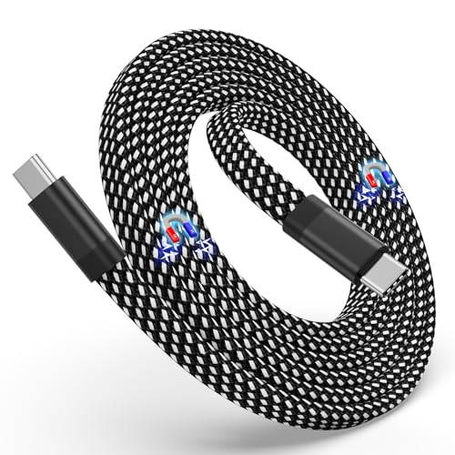 Magtame USB-C-Kabel, Magnetisches USB-C-auf-USB-C-Kabel 60W(3A), 1.5M Gewickeltes USB-C-Ladekabel, Flaches Nylongeflochtenes Typ-C-Schnellladekabel, kompatibel für USB-C-Gerät für Pad,Schwarz von Magtame